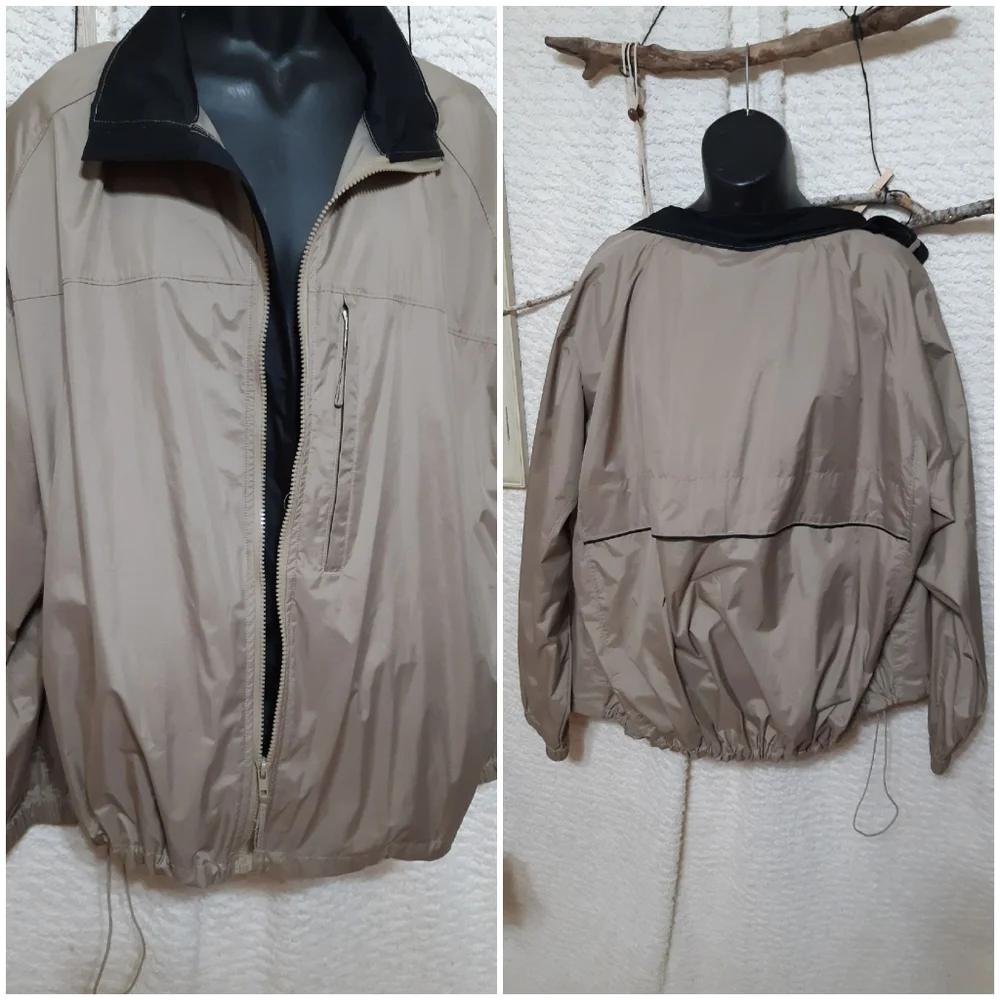 St Johns Bay Mens Jacket XXL B15 Long Sleeve Spring Weather Neutral Tan